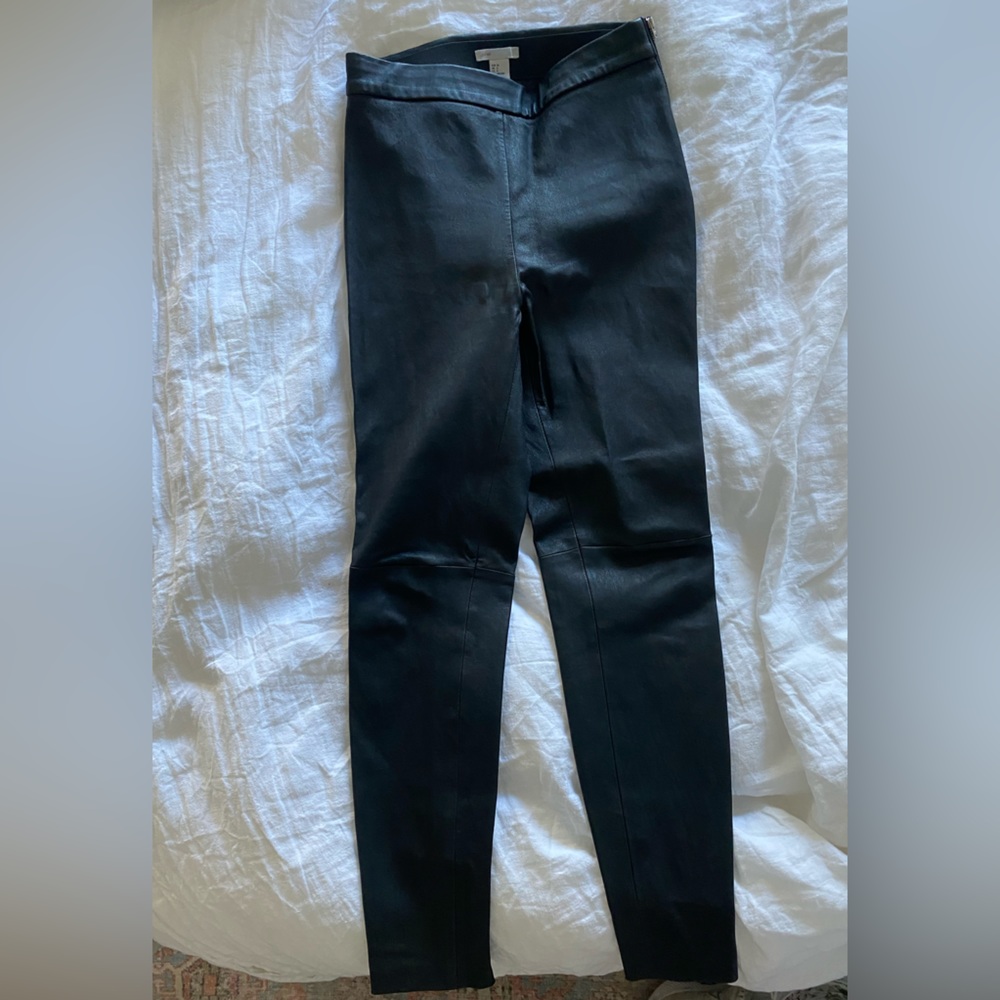 H&M 100% Real Leather Pants Black